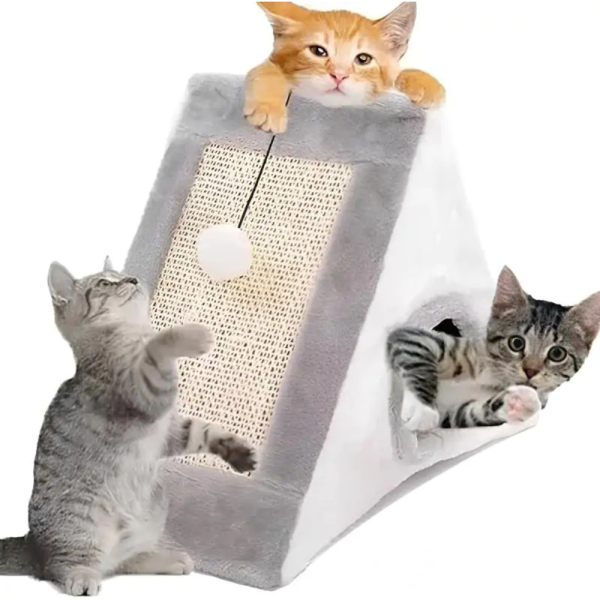Къщичка за котки 4 в 1 - Драскалка, легло, играчка и уютно скривалище 39 x 45 x 14 cm 6