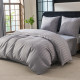 Спален комплект 4 части - 220x200 см с 2 калъфки, сатенени райета, микрофибър/памук, с цип, хипоалергенен - сив 6