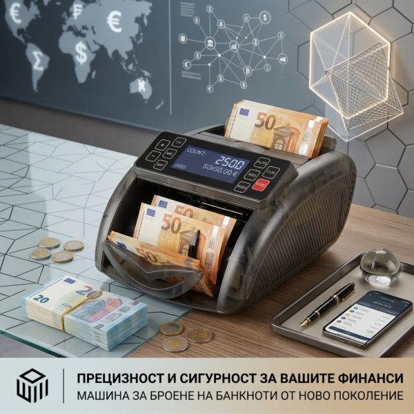Професионална машина за броене на банкноти с UV/MG проверка за фалшиви банкноти, LCD дисплей, Add и Batch функции 1