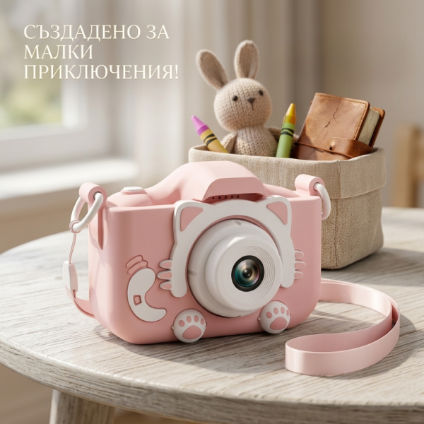 Детски цифров фотоапарат 1080P  – Идеалният подарък за малки фотографи - розов 2