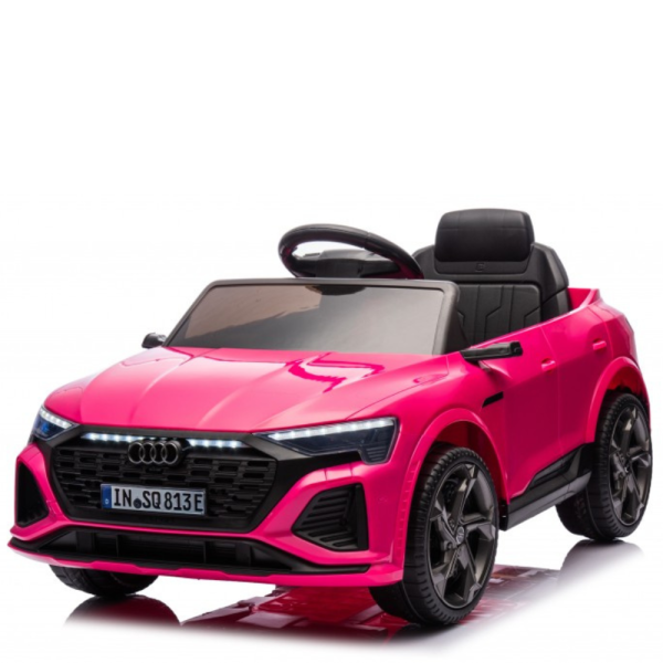 Детска акумулаторна кола Audi RS Q8 12V - Дистанционно управление, музика, LED светлини и амортисьори – розова
