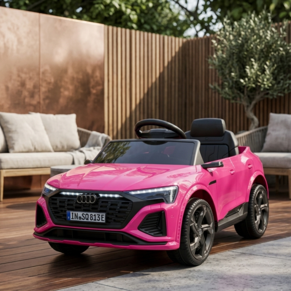 Детска акумулаторна кола Audi RS Q8 12V - Дистанционно управление, музика, LED светлини и амортисьори – розова 3