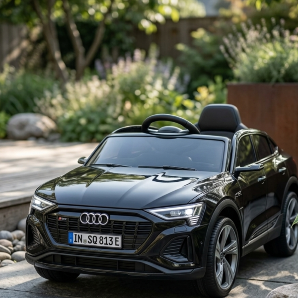 Детска акумулаторна кола Audi RS Q8 12V - Дистанционно управление, музика, LED светлини и амортисьори – черна 1