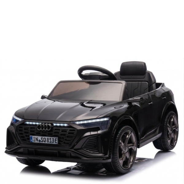 Детска акумулаторна кола Audi RS Q8 12V - Дистанционно управление, музика, LED светлини и амортисьори – черна