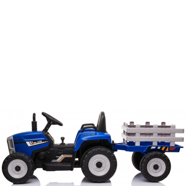 Детски акумулаторен трактор с ремарке 12V – 2x25W, MP3, Bluetooth, до 30 кг, син 6