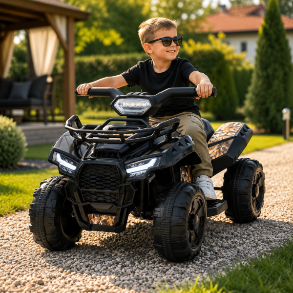Детско акумулаторно ATV J320 6V – LED светлини, USB музика и офроуд приключения за деца 1.5–4 години, черно 2