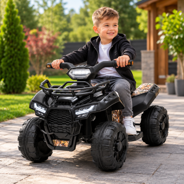 Детско акумулаторно ATV J320 6V – LED светлини, USB музика и офроуд приключения за деца 1.5–4 години, черно 3