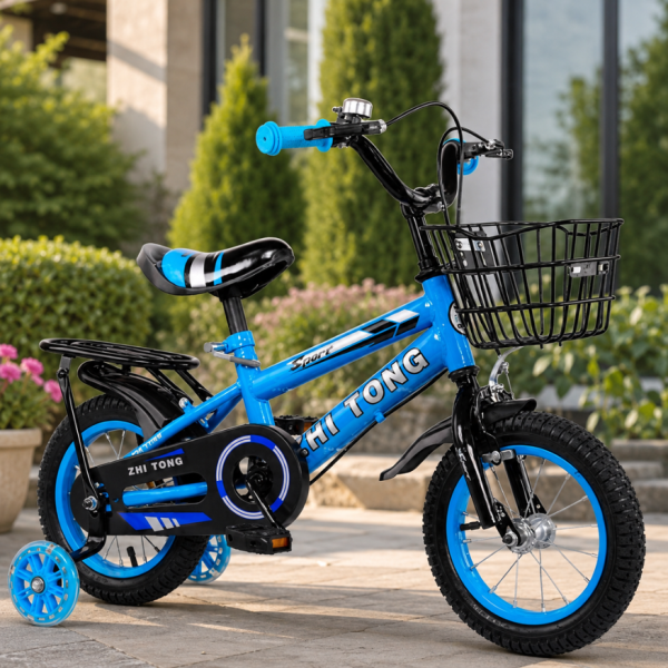 Детски велосипед с кош, помощни колела и два вида спирачки C BIKE1 - син 14 инча 3