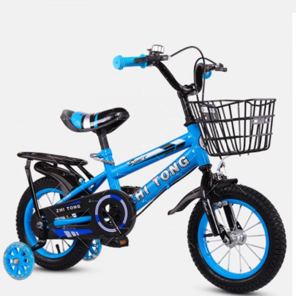 Детски велосипед с кош, помощни колела и два вида спирачки C BIKE1 - син 16 инча