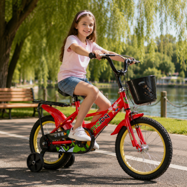 Детски велосипед Maibeki с кош в предната част C BIKE4 - червен 16 инча