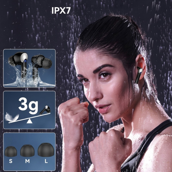 Безжични Bluetooth слушалки TWS с LED дисплей, ENC микрофон и IPX7 водоустойчивост