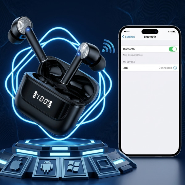 Безжични Bluetooth слушалки TWS с LED дисплей, ENC микрофон и IPX7 водоустойчивост 4