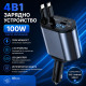 Автомобилно зарядно 4в1, 100W с USB-C, Lightning, прибиращи се кабели 80 см и LED дисплей 3