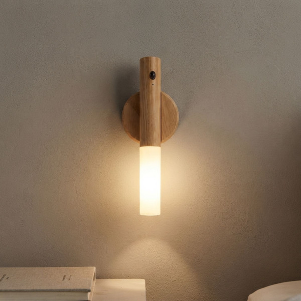 Безжична LED стенна лампа с магнитно закрепване, USB-C зареждане, 3 степени на яркост и топла светлина, дървесен дизайн 5