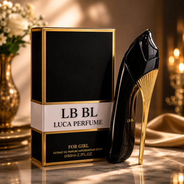 LB BL Luca Perfume for Girl 80 мл – Дълготраен аромат с круша, жасмин и ванилия в дизайнерска бутилка обувка на висок ток 1