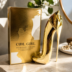Дамски луксозен парфюм COOL GIRL, EDP, 85 мл – С бадем, жасмин самбак, тубероза, какао и тонка боб в елегантна бутилка обувка