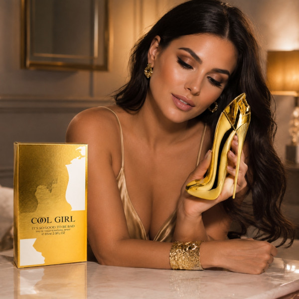 Дамски луксозен парфюм COOL GIRL, EDP, 85 мл – С бадем, жасмин самбак, тубероза, какао и тонка боб в елегантна бутилка обувка