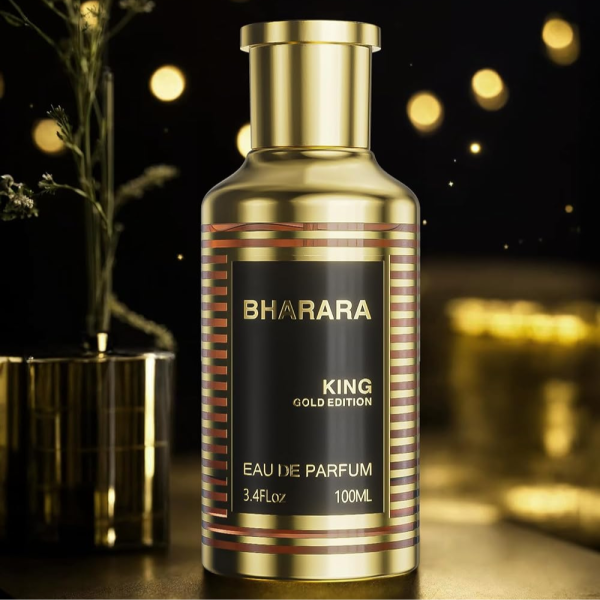 Bharara King Gold Edition Eau De Parfum 100 мл – Луксозен мъжки аромат с портокал, бергамот, червени плодове, ванилия и кехлибар
