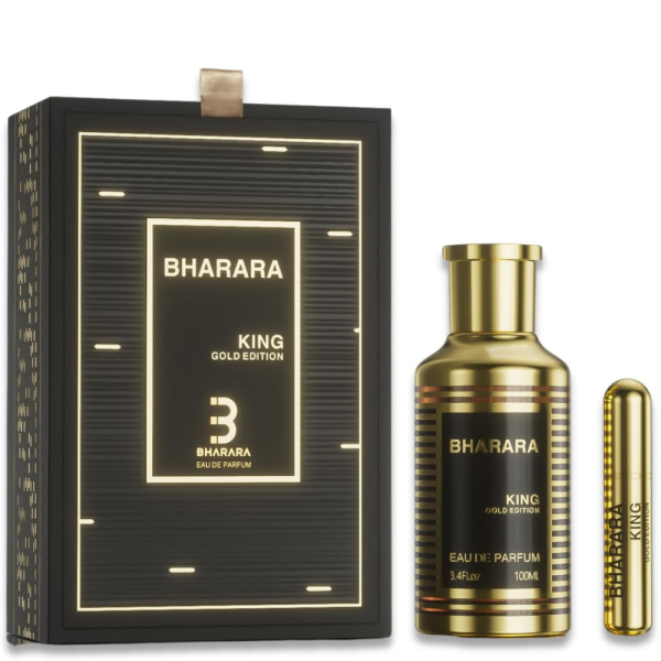 Bharara King Gold Edition Eau De Parfum 100 мл – Луксозен мъжки аромат с портокал, бергамот, червени плодове, ванилия и кехлибар
