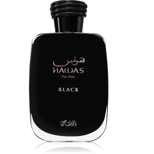 Rasasi Hawas Black EDP 100 ml – Мъжки дървесен аромат с плодова свежест и силно присъствие