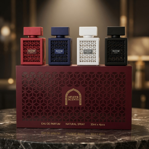 Луксозен комплект арабски парфюми Afleyk Scents Now 4x30 мл EDP – Унисекс аромати за него и нея в подаръчна кутия