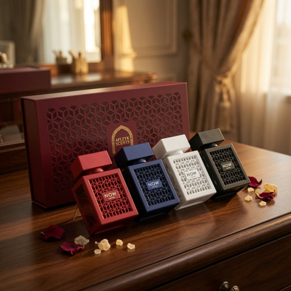 Луксозен комплект арабски парфюми Afleyk Scents Now 4x30 мл EDP – Унисекс аромати за него и нея в подаръчна кутия