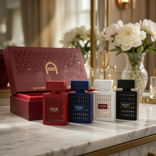 Луксозен комплект арабски парфюми Afleyk Scents Now 4x30 мл EDP – Унисекс аромати за него и нея в подаръчна кутия