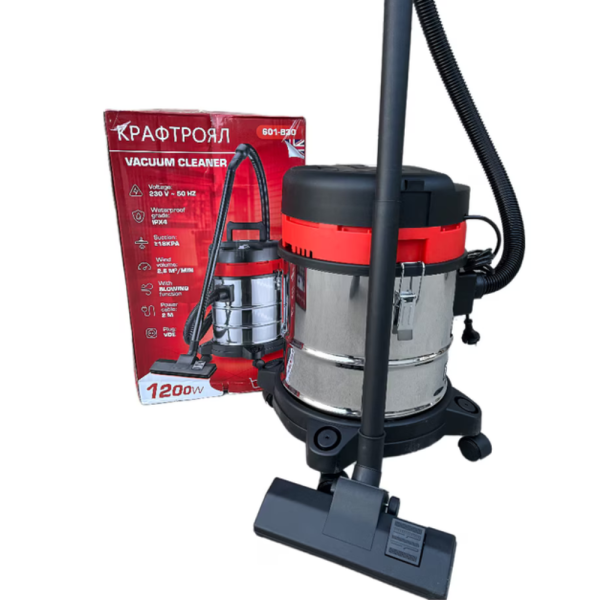 Прахосмукачка KraftRoyal 601-B20 за сухо и мокро почистване - 1200W, 20L, неръждаем резервоар, функция издухване 5