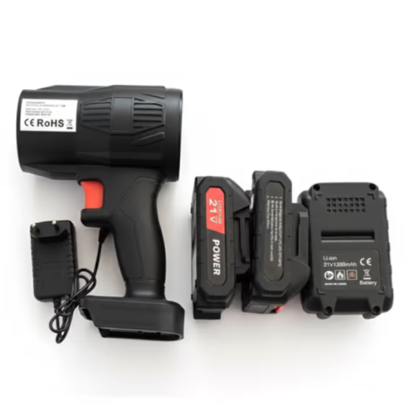 Безжична акумулаторна духалка за листа 21V, 300W – 2 батерии, 31 000 об./мин, 100 км/ч