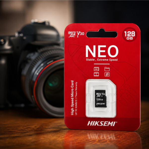 HIKSEMI NEO 128GB – Карта памет за IP камери, видеонаблюдение, Smart Home, фотоапарати и екшън камери, до 92 MB/s