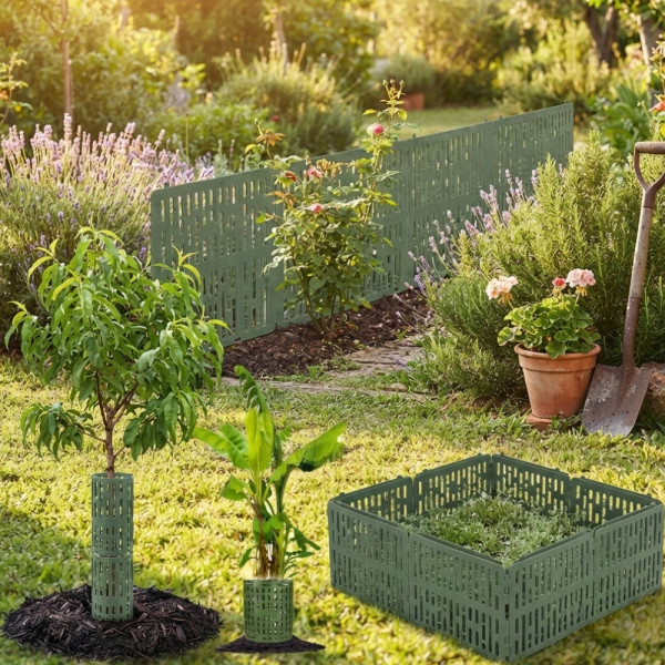 Комплект 6 бр. предпазители за стволове на дървета – защита за фиданки и млади дръвчета, зелен цвят 2