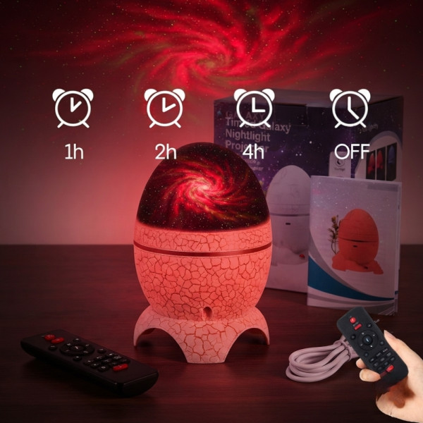 LED Проектор „Яйце на динозавър“ с Bluetooth колонка, дистанционно управление и USB захранване – Звездно небе и галактика