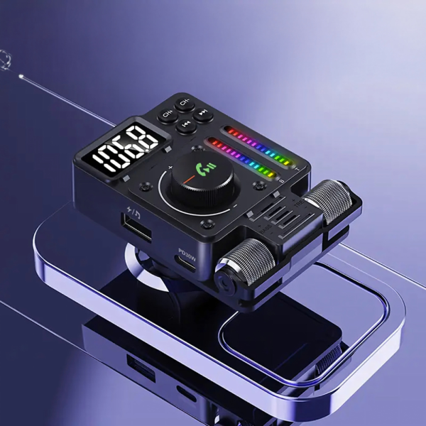 Автомобилен FM предавател и FM трансмитер Bluetooth 5.3 с PD 30W бързо зареждане, Hi-Fi звук и Hands-Free 6