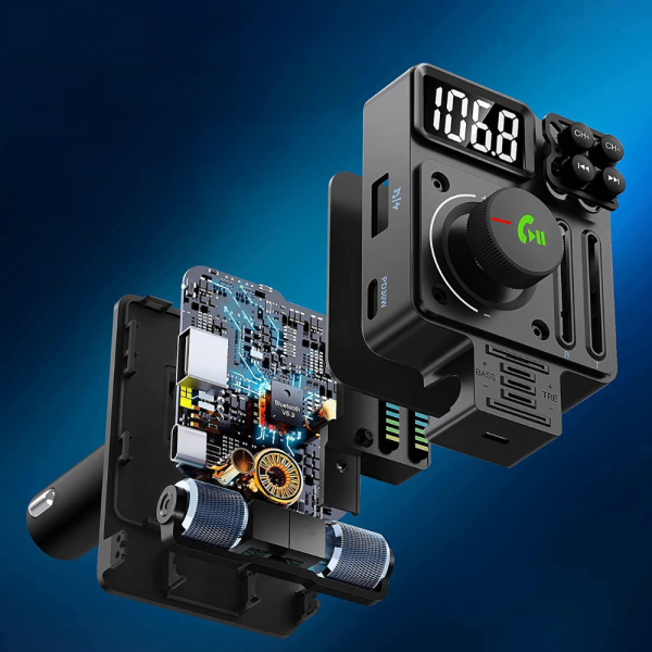 Автомобилен FM предавател и FM трансмитер Bluetooth 5.3 с PD 30W бързо зареждане, Hi-Fi звук и Hands-Free