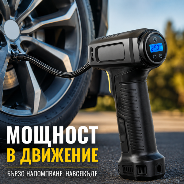 Безжичен електрически компресор за гуми с LED дисплей, автоматично спиране и 150 PSI 2