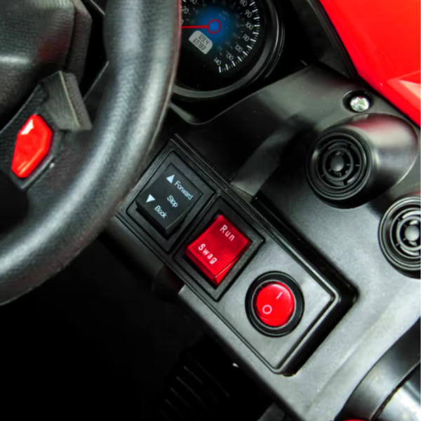 Детско електрическо бъги 4×4 с дистанционно, LED, USB и MP3 – 4 мотора, червено
