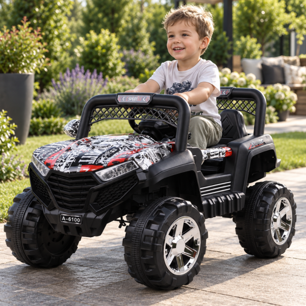 Детско електрическо бъги 4×4 с дистанционно, LED, USB и MP3 – 4 мотора, бяло 2