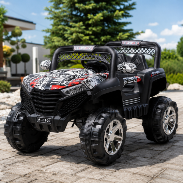 Детско електрическо бъги 4×4 с дистанционно, LED, USB и MP3 – 4 мотора, бяло 1