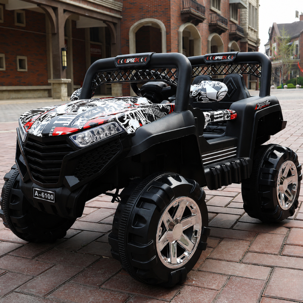 Детско електрическо бъги 4×4 с дистанционно, LED, USB и MP3 – 4 мотора, бяло 3