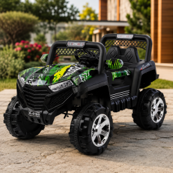 Детско електрическо бъги 4×4 с дистанционно, LED, USB и MP3 – 4 мотора, зелено