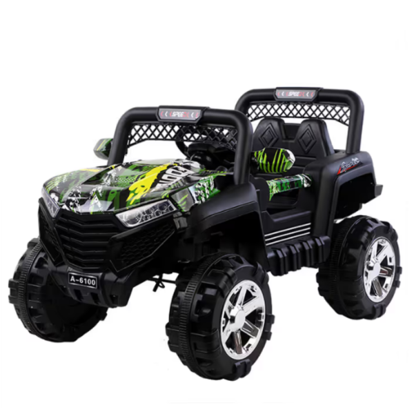 Детско електрическо бъги 4×4 с дистанционно, LED, USB и MP3 – 4 мотора, зелено 6