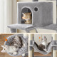 Драскалка за котки Light Gray 206 см – XXL катерушка с 2 къщички, хамак и площадки 3