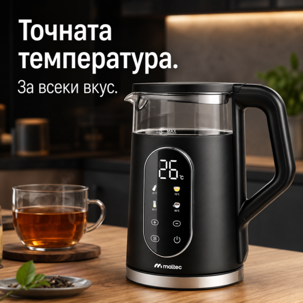 Електрическа кана 2200W с регулиране на температурата 40–100°C, 1.7L, LED дисплей и функция Keep Warm 4