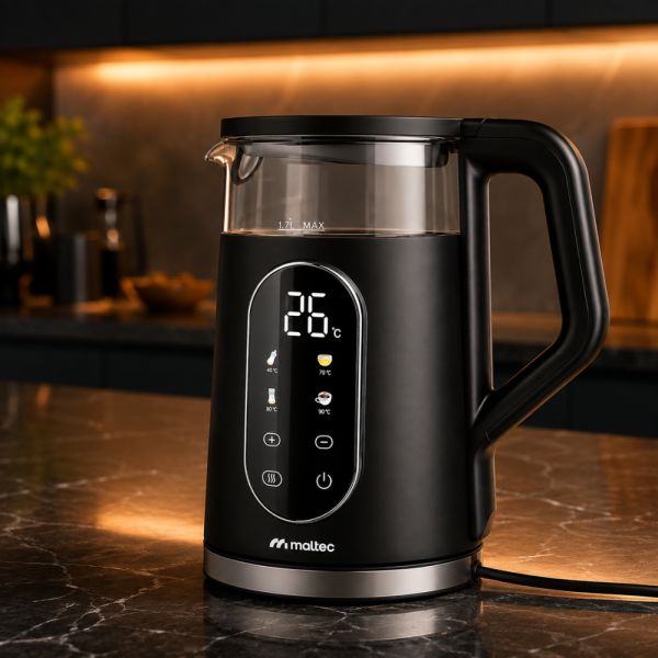 Електрическа кана 2200W с регулиране на температурата 40–100°C, 1.7L, LED дисплей и функция Keep Warm 5