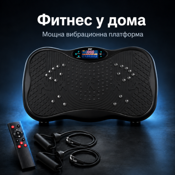 Вибрационна платформа 150W с Bluetooth, дистанционно и ластици – до 150 кг