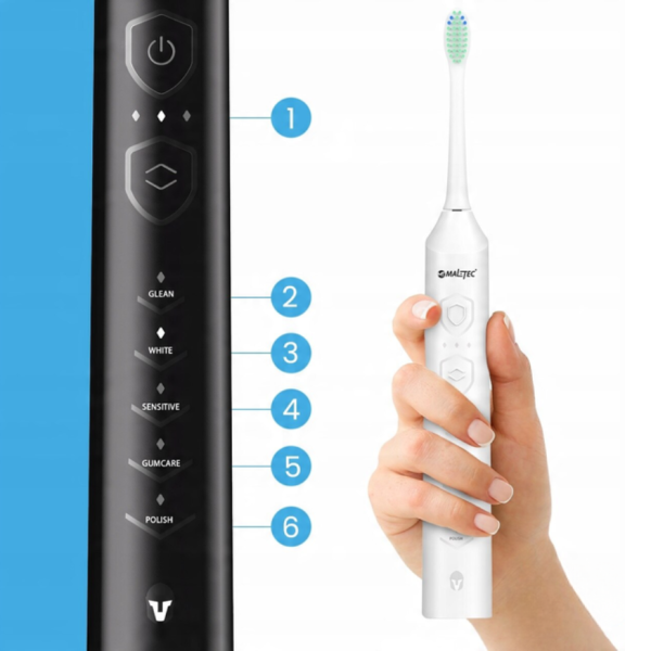 Комплект от 2 броя електрическа звукова четка Toothie X 2в1 с 6 накрайника и зарядна база 6