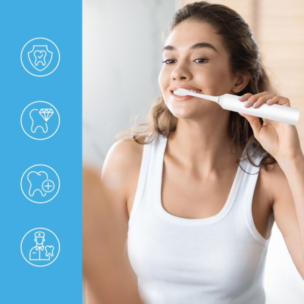 Комплект от 2 броя електрическа звукова четка Toothie X 2в1 с 6 накрайника и зарядна база 5