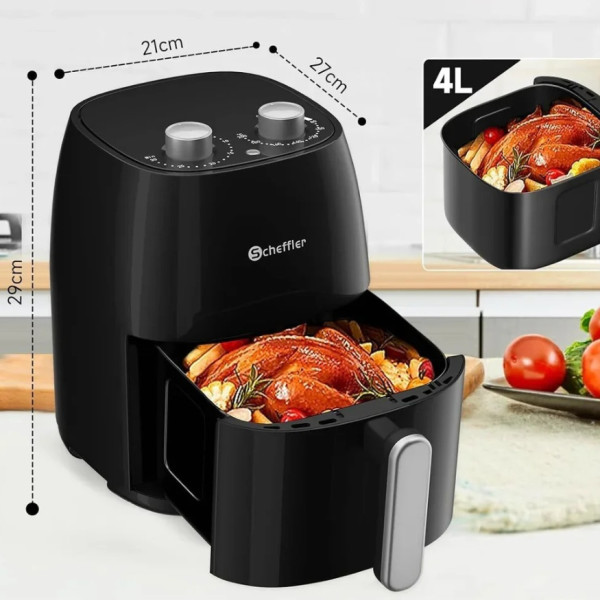 Фритюрник с горещ въздух 4L 1500W – До 85% по-малко мазнина, регулируема температура 80–230°C 7