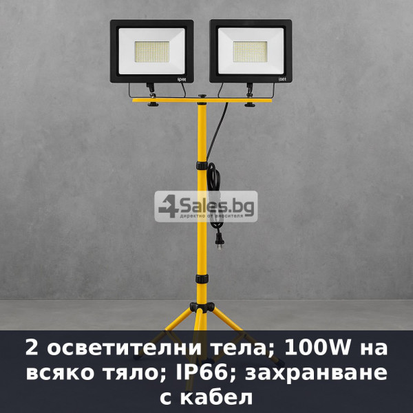 LED работна лампа с тринога и два прожектора 100W IP66 10
