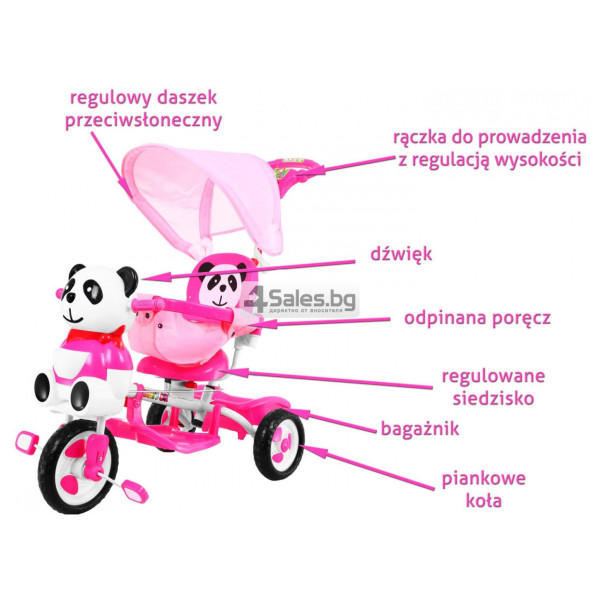 Детска триколка Panda със сенник и родителска дръжка 6